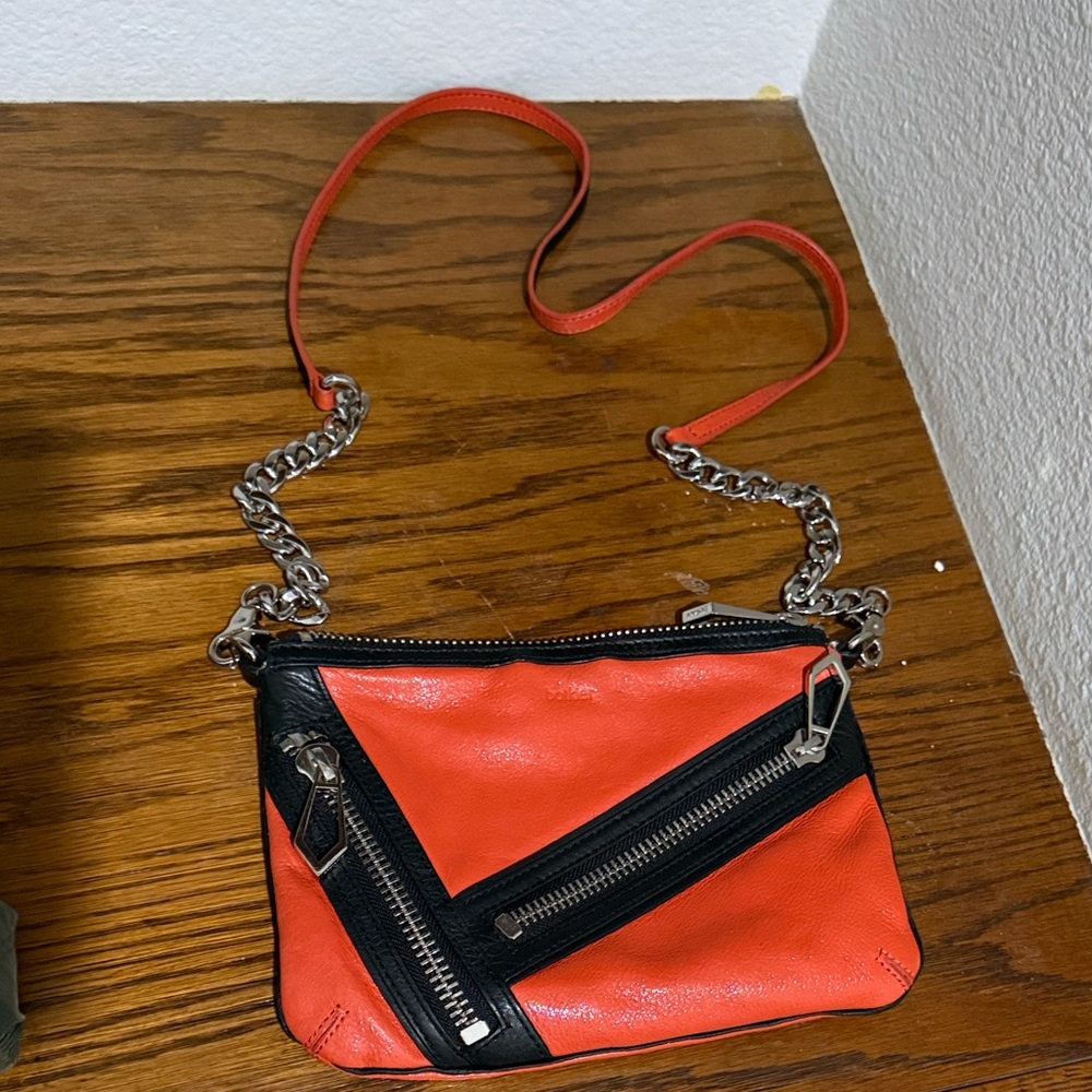 Botkier Cruz Orange and Black zippered Crossbody Bag, Discounted Shipping